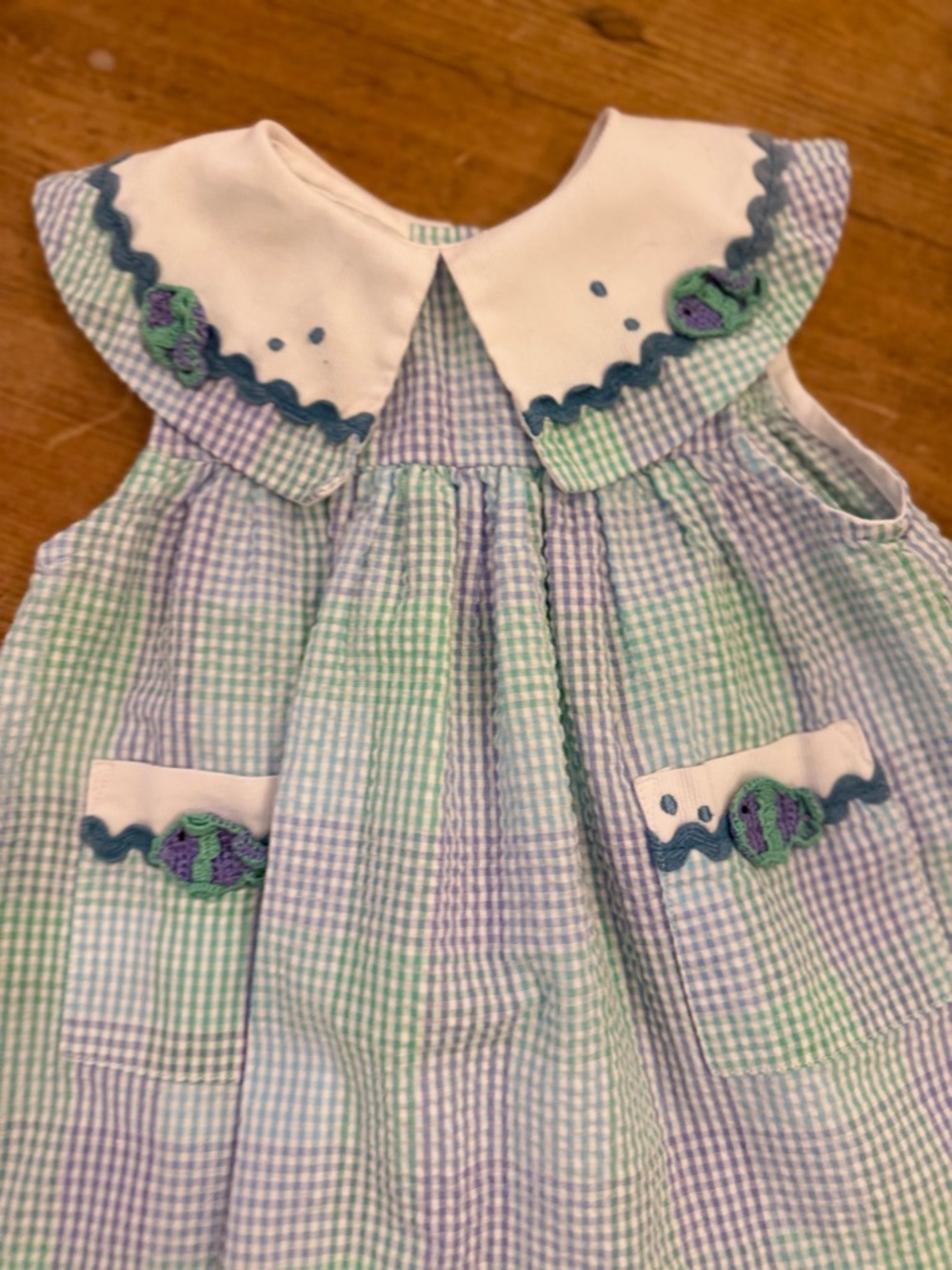 Samara Pastel Gingham Baby Dress with Peter Pan Collar